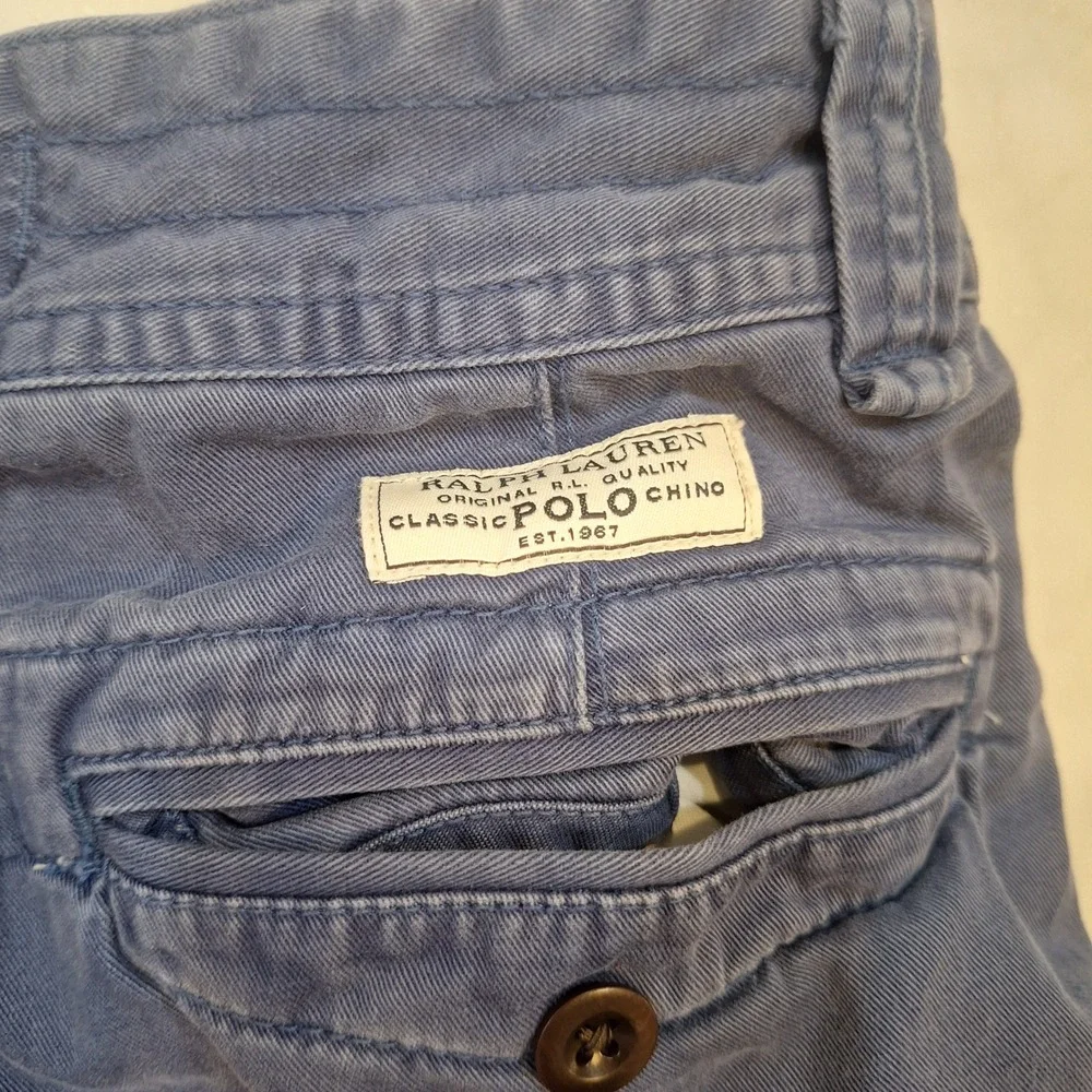 Vtg 90s Polo Ralph Lauren Cargo Shorts Mens 30 Blue Classic Chino Cotton Utility
